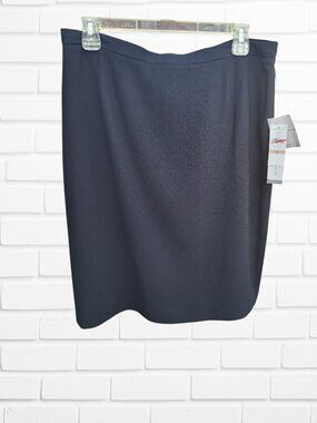 Vintage 90s Josephine Chaus Black Crepe Pencil Skirt Sz 12 Office Siren